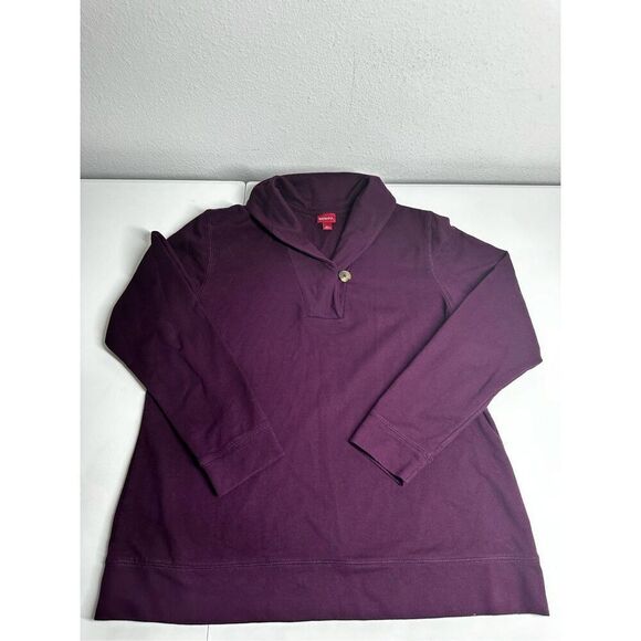Merona Shawl Collar Sweater Women Size XL Purple Knit Cotton Blend 1 Button - Picture 1 of 10